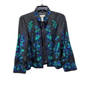 Drapers & Damons Jacket Top XL Black Sequin Open Party Holiday